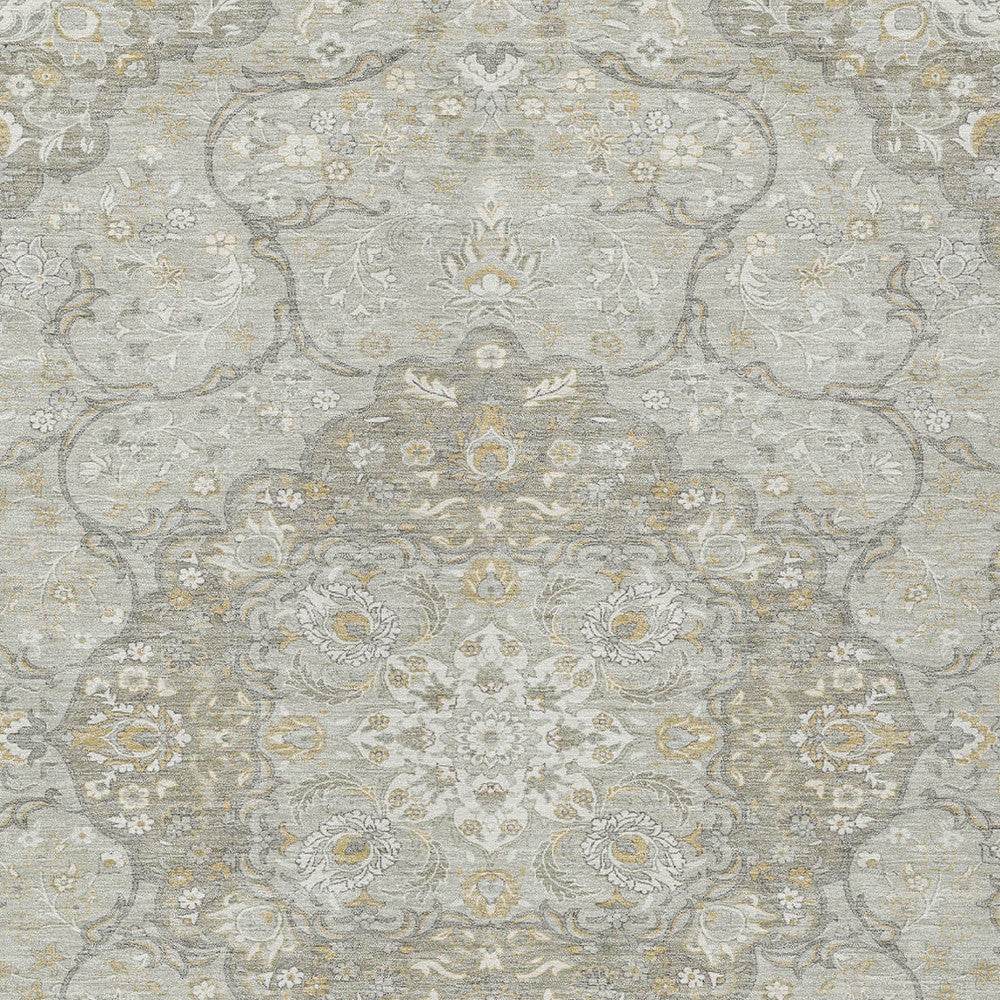 9' X 12' Taupe And Ivory Medallion Washable Indoor Outdoor Area Rug - Loft&Timber