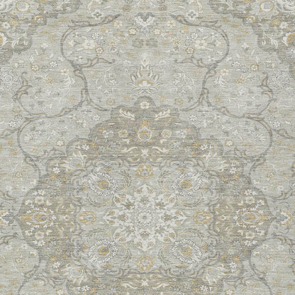 9' X 12' Taupe And Ivory Medallion Washable Indoor Outdoor Area Rug - Loft&Timber