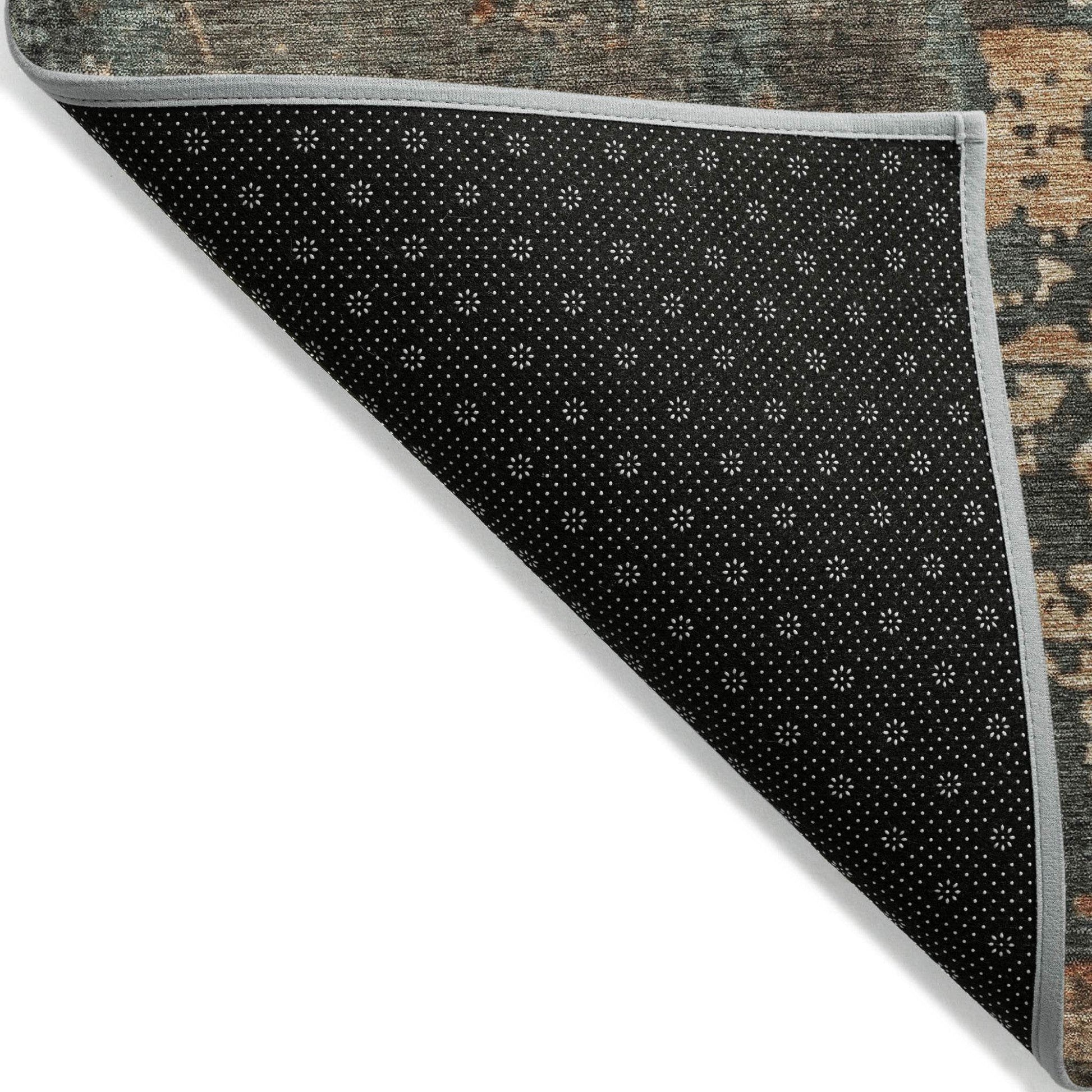 8' X 10' Pale Aqua Copper And Beige Abstract Washable Indoor Outdoor Area Rug - Loft&Timber