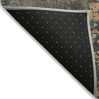 8' X 10' Pale Aqua Copper And Beige Abstract Washable Indoor Outdoor Area Rug - Loft&Timber