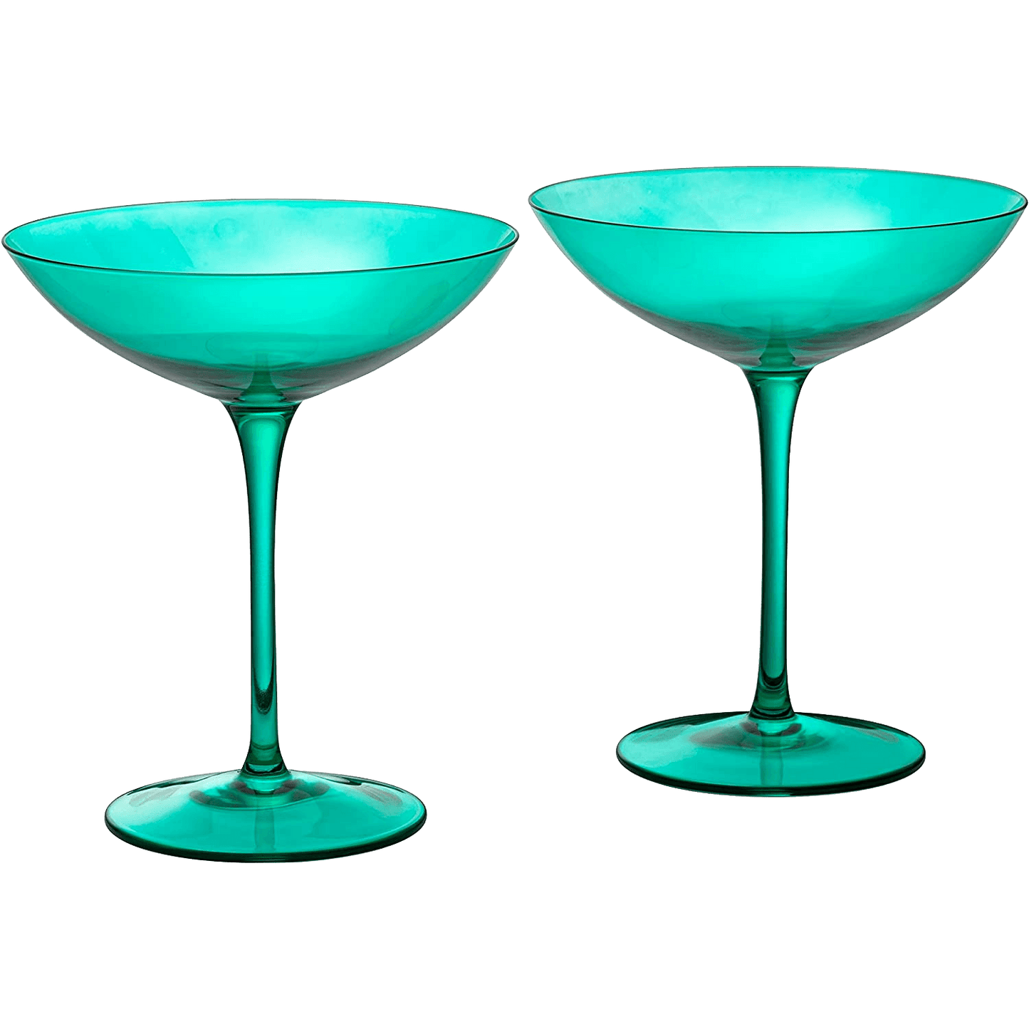 Champagne Coupes 12oz by The Wine Savant - Colorful Champagne Glasses, Prosecco, Mimosa Glasses Set, Cocktail Glass Set, Bar Glassware Luster Glasses (2, Teal) - Loft&Timber