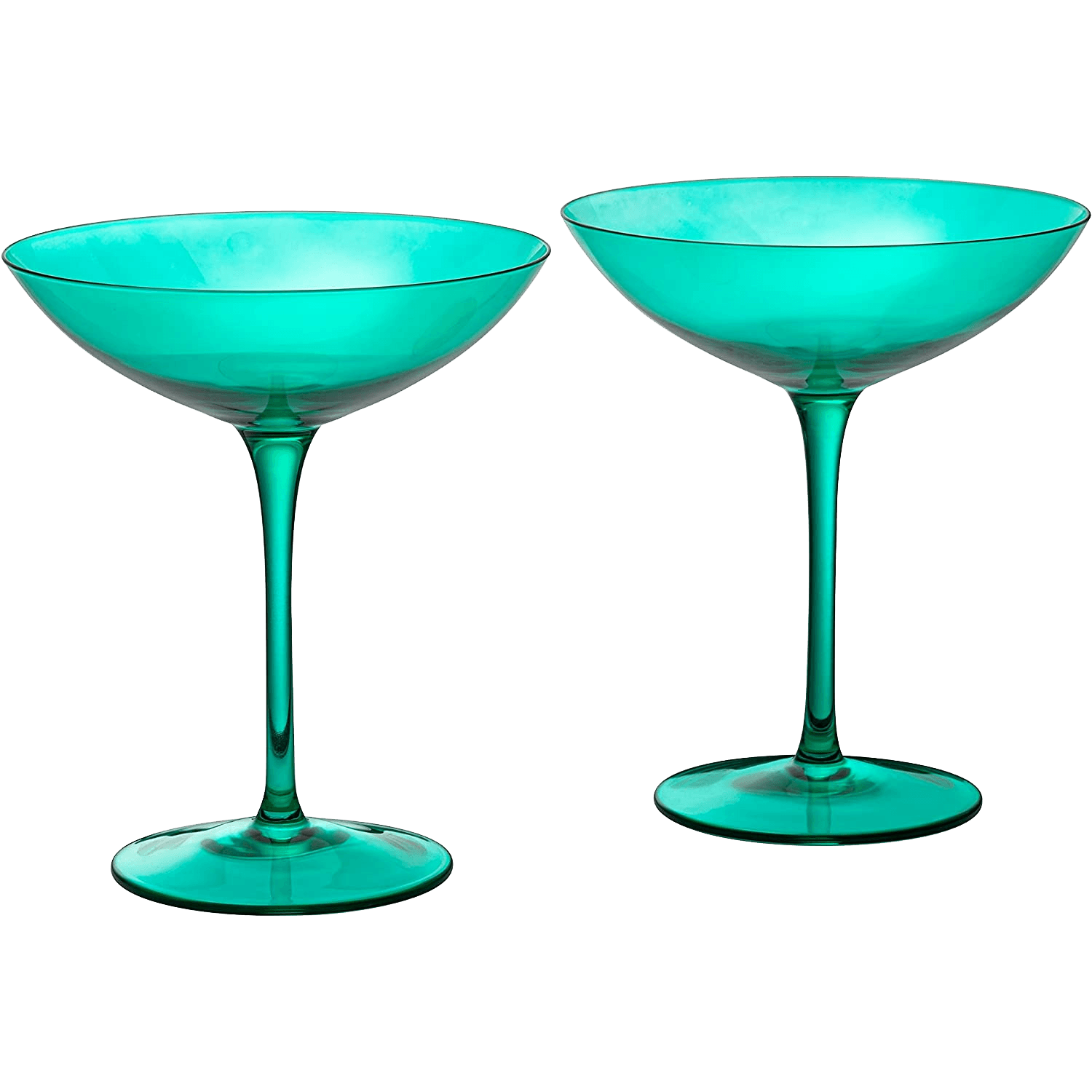Champagne Coupes 12oz by The Wine Savant - Colorful Champagne Glasses, Prosecco, Mimosa Glasses Set, Cocktail Glass Set, Bar Glassware Luster Glasses (2, Teal) - Loft&Timber