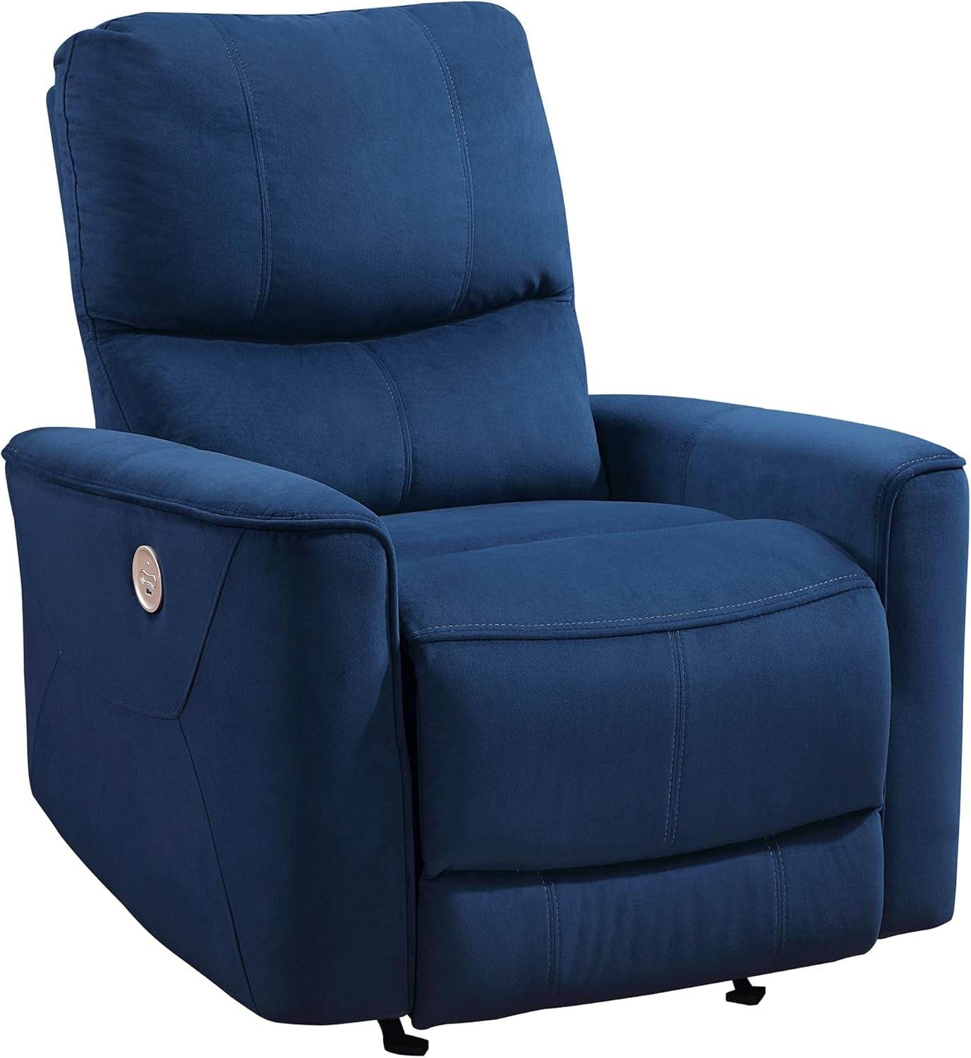 Power Recliner Chair Living Room Velvet Reclining Sofa Chair, Home Theater Seating, Power Rocker Recliner Sofa Chair for Living Room/Office/Apartment, Navy - Loft&Timber