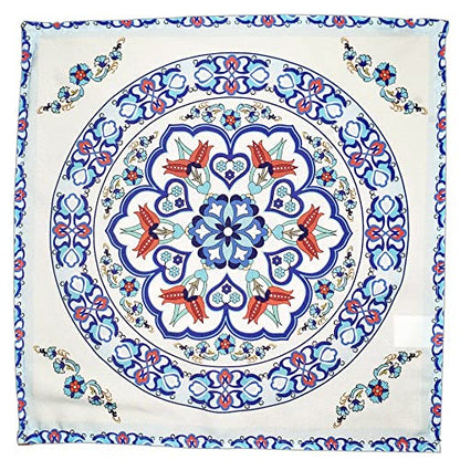 Charlo's Cloth Napkins Set of 4 Beautiful Mandala 16" by 16" Dining Table Reusable Washable Blue - Loft&Timber