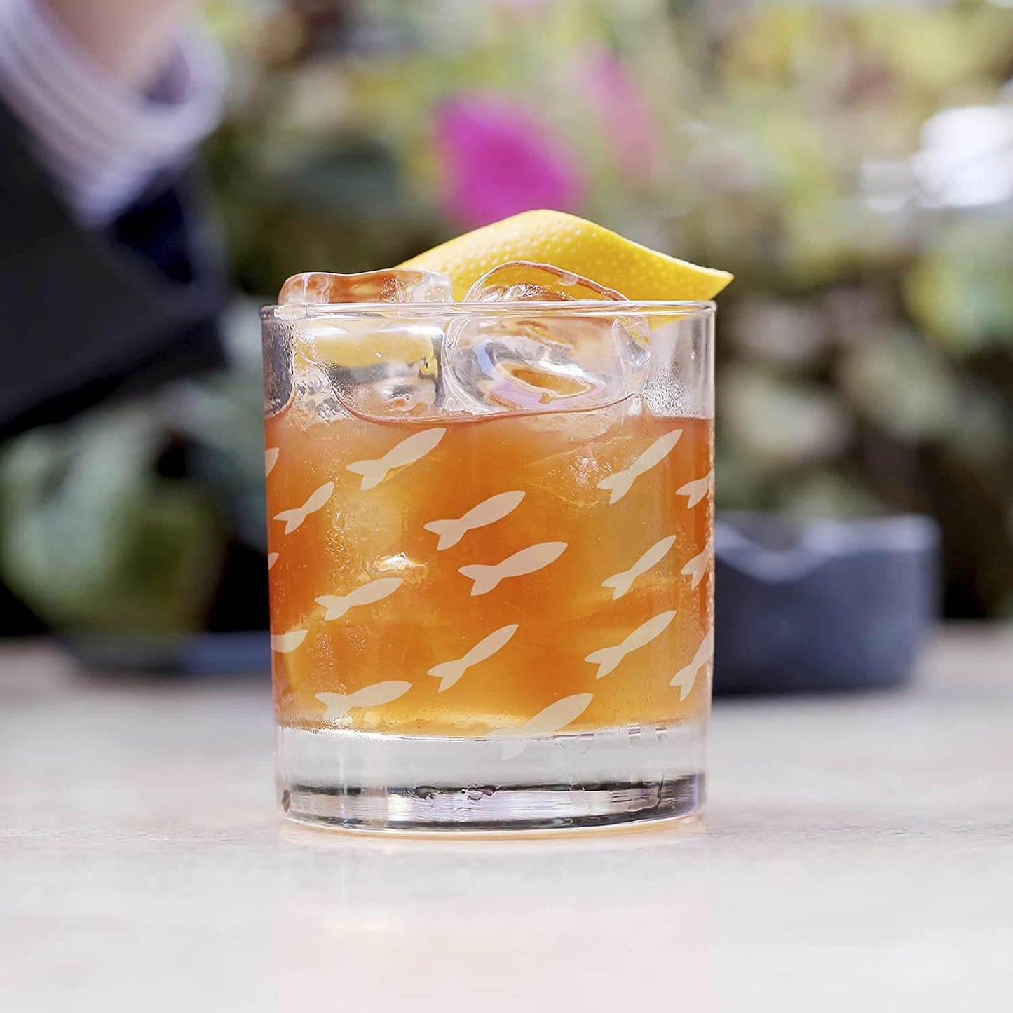 Fish Old Fashion Drinking Glasses, Fish Glasses For White and Red Wine, Water or Whiskey, by The Wine Savant, Each Glass Is Individually Sand Etched - Fish Wine Glasses - Loft&Timber