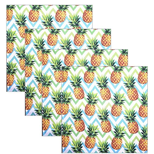 Charlo's Cloth Napkins Set of 4 Pineapple Zigzag 16" by 16" - Green - Loft&Timber