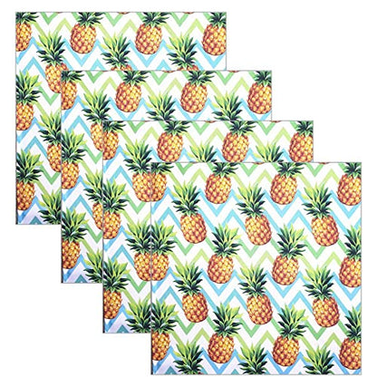 Charlo's Cloth Napkins Set of 4 Pineapple Zigzag 16" by 16" - Green - Loft&Timber