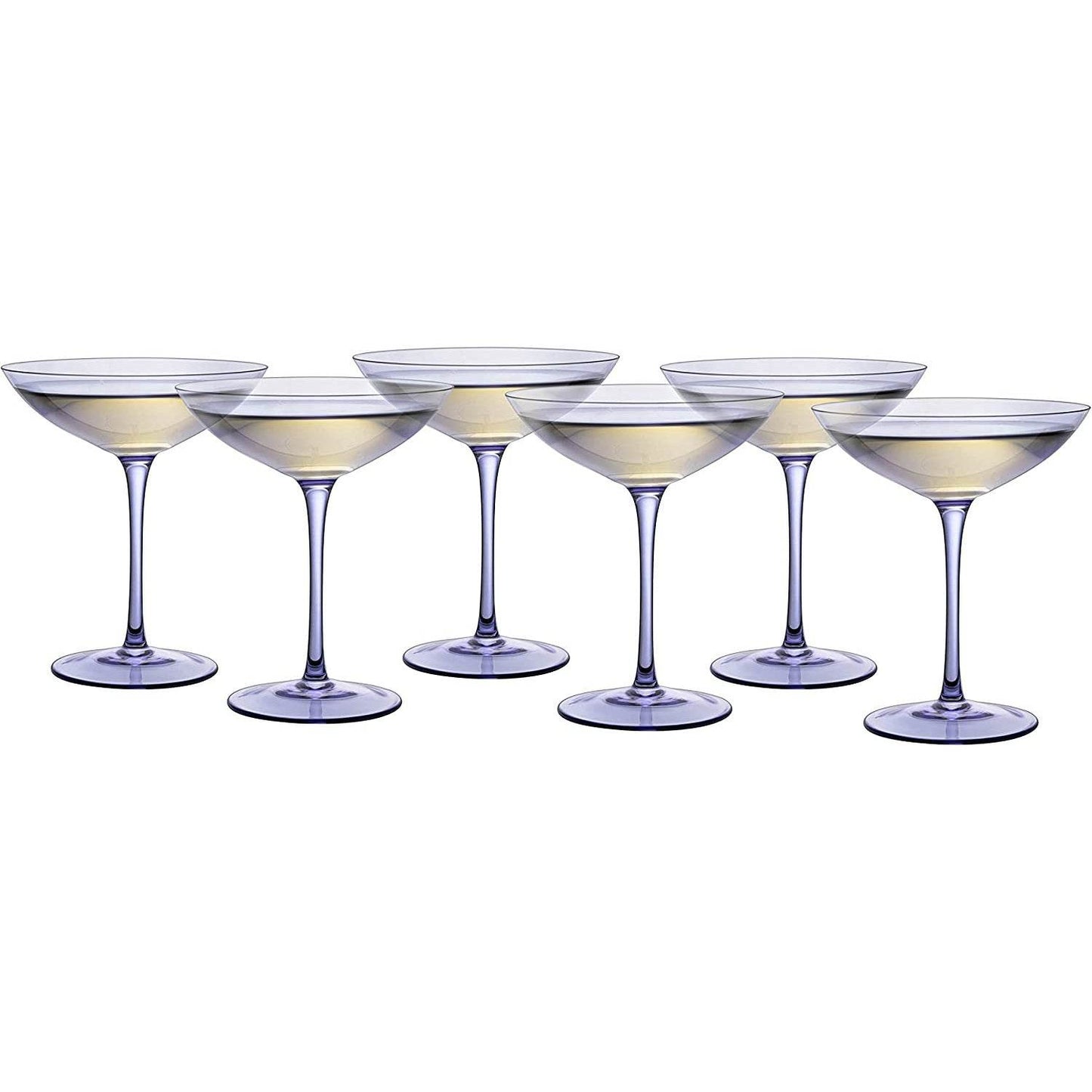 Lavender Champagne Coupes 12oz Set of 6 by The Wine Savant - Colored Champagne Glasses, Prosecco, Mimosa Glasses Set, Cocktail Glass Set, Bar Glassware Bachelorette Anniversary Gifts - Loft&Timber