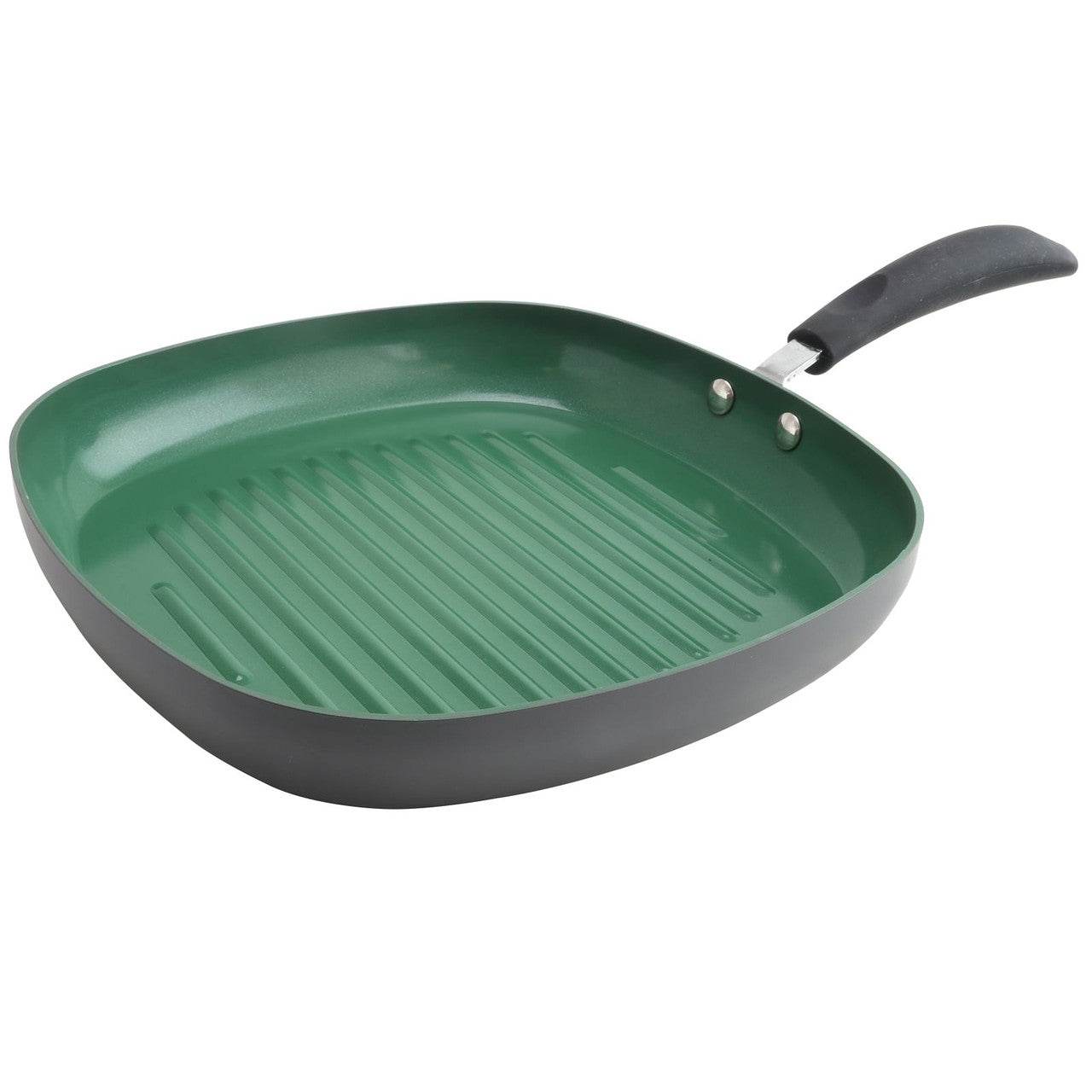 Eco-Friendly Home Hummington 11 inch Green Ceramic Non-Stick Grill Pan in Matte Grey - Loft&Timber
