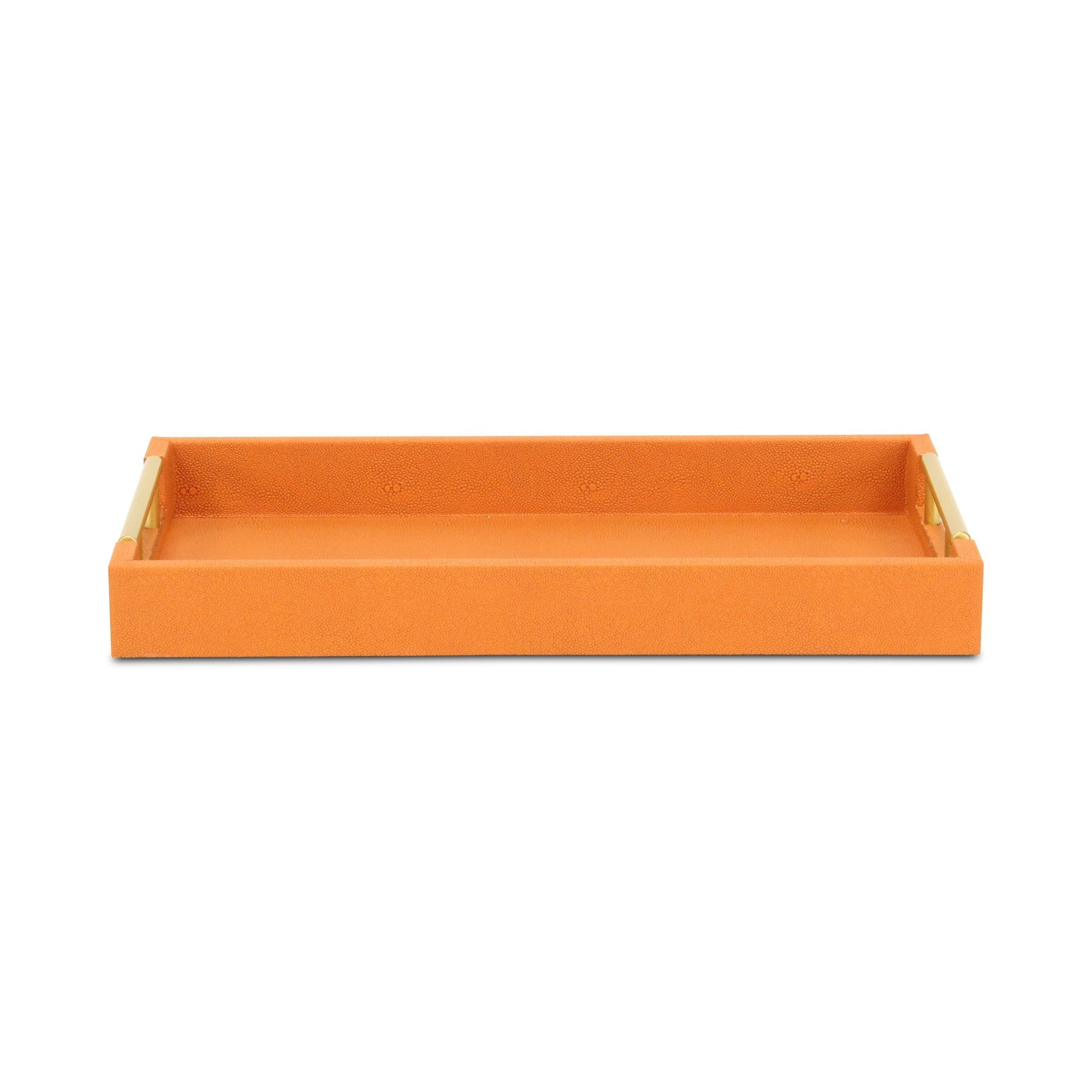 16" Orange And Gold Faux Shagreen Handmade Serving Tray With Handles - Loft&Timber