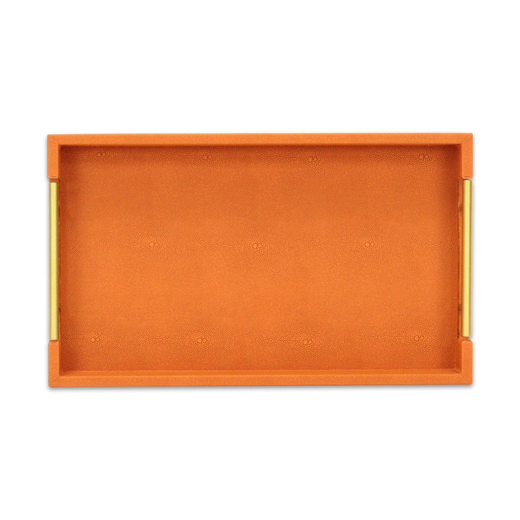 16" Orange And Gold Faux Shagreen Handmade Serving Tray With Handles - Loft&Timber