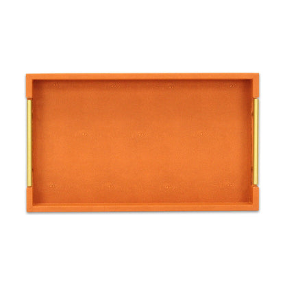 16" Orange And Gold Faux Shagreen Handmade Serving Tray With Handles - Loft&Timber