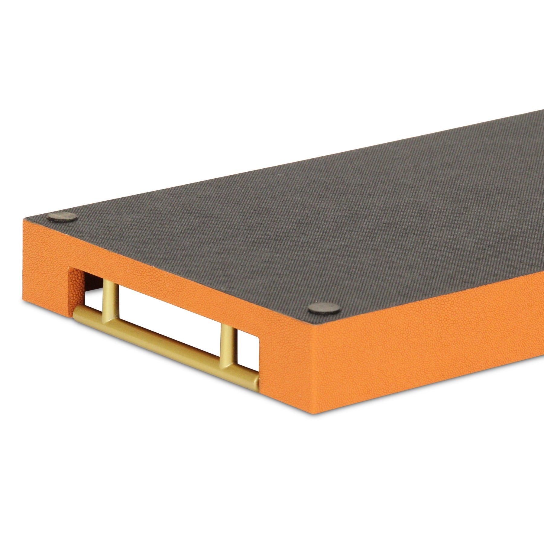 16" Orange And Gold Faux Shagreen Handmade Serving Tray With Handles - Loft&Timber