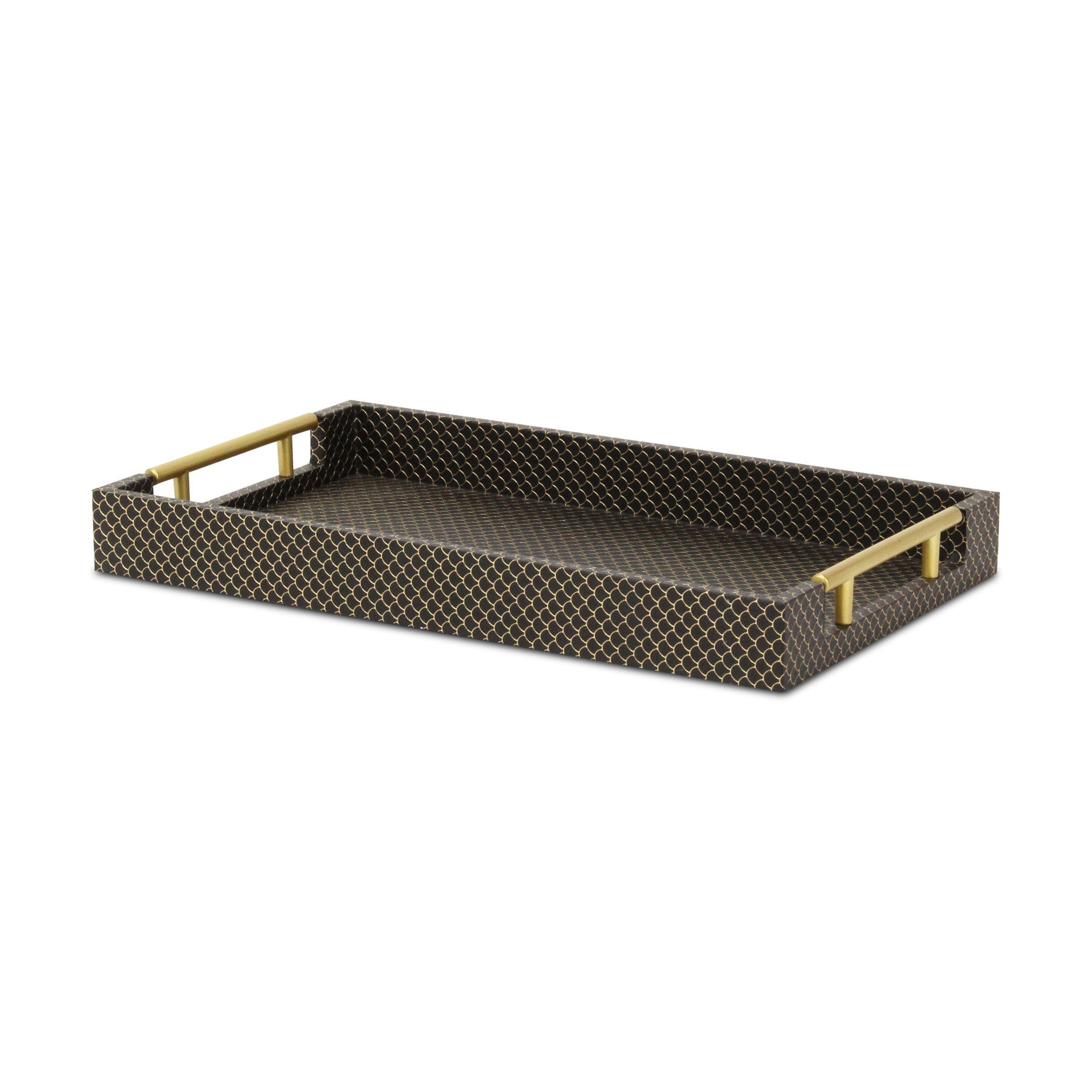 16" Black And Gold Geometric Print Handmade Serving Tray - Loft&Timber