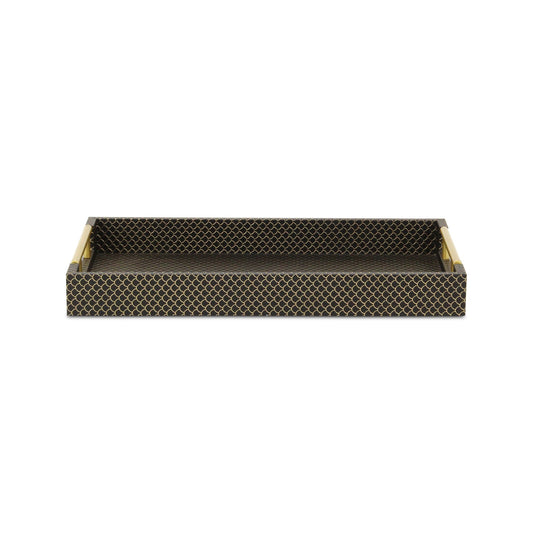 16" Black And Gold Geometric Print Handmade Serving Tray - Loft&Timber