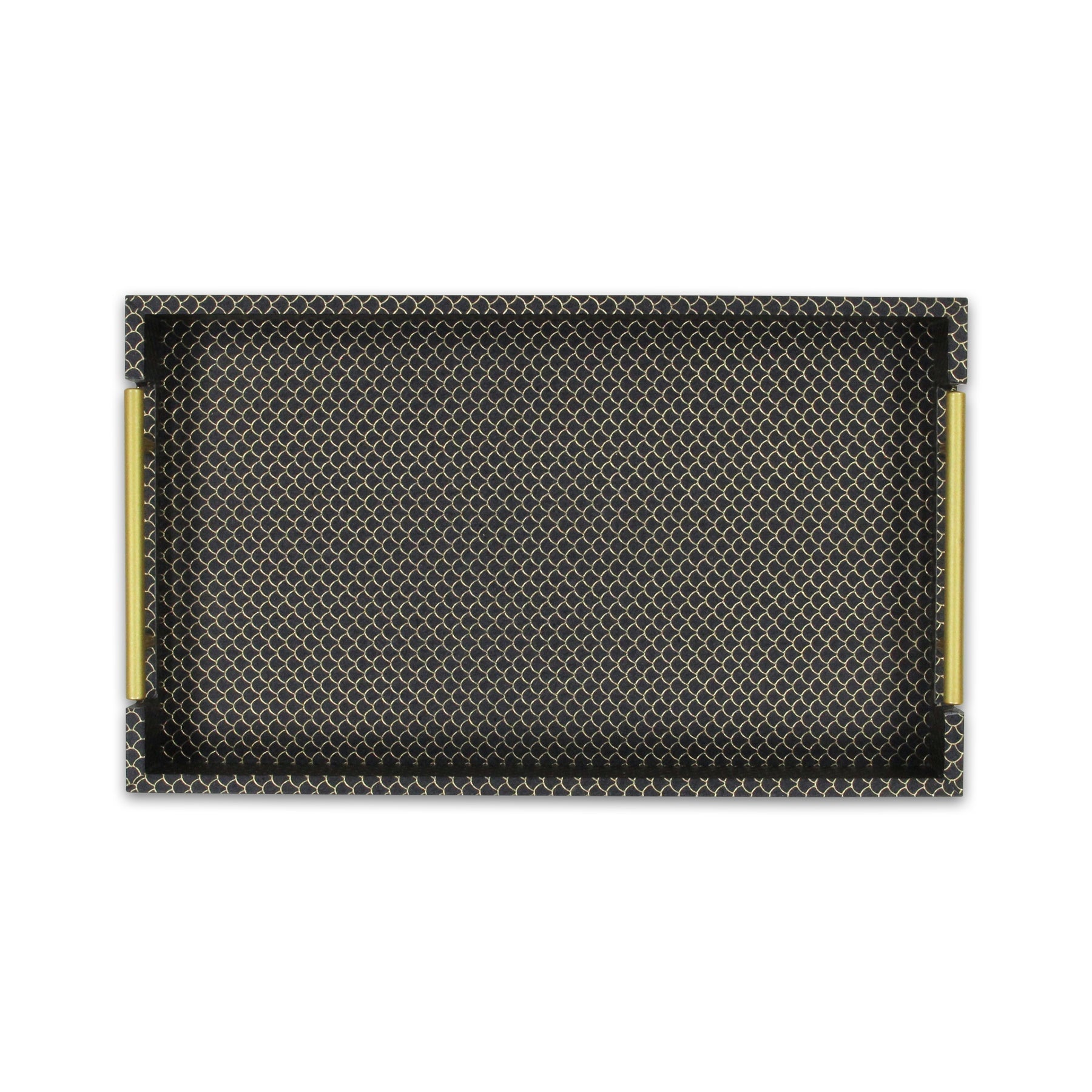 16" Black And Gold Geometric Print Handmade Serving Tray - Loft&Timber