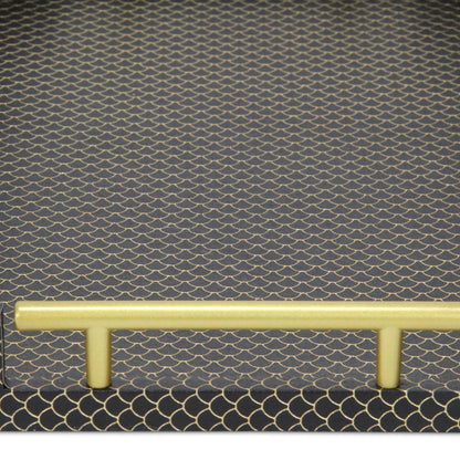 16" Black And Gold Geometric Print Handmade Serving Tray - Loft&Timber