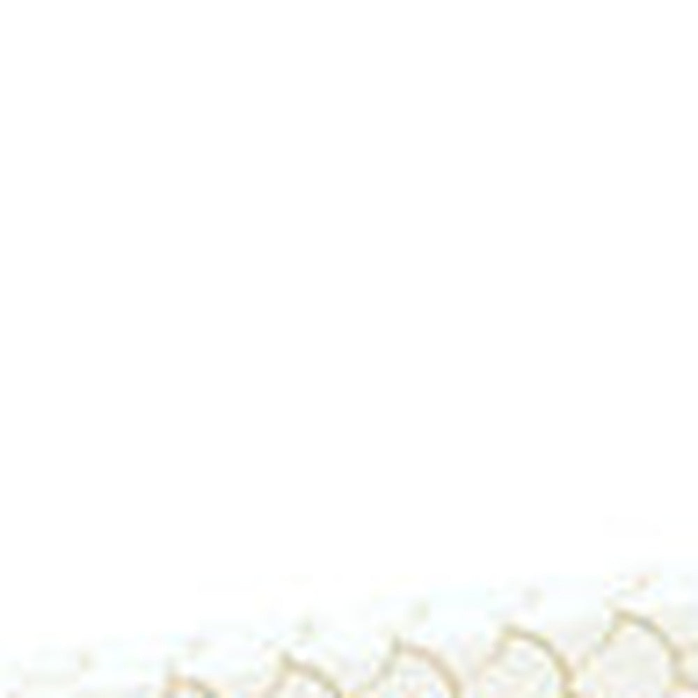 16" Ivory And Gold Geometric Print Handmade Serving Tray With Handles - Loft&Timber