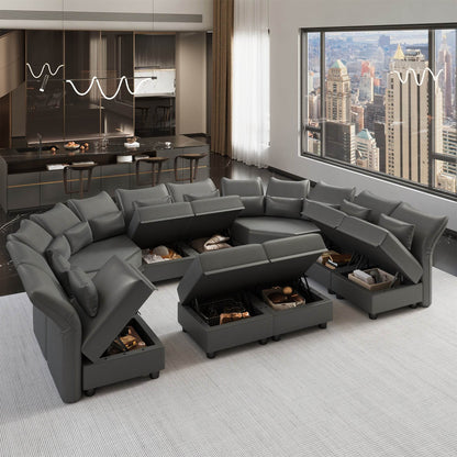 Faux Leather Modular Sectional Sofa - Loft&Timber