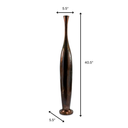 41" Burnished Brown Aluminum Floor Vase - Loft&Timber