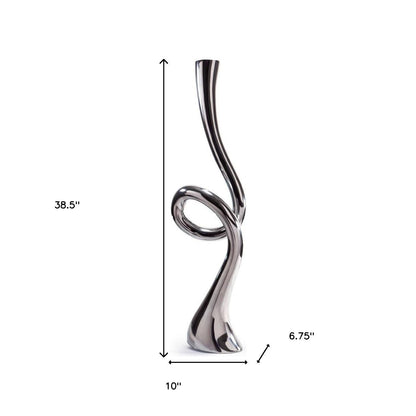 39" Silver Trumpet Aluminum Floor Vase - Loft&Timber
