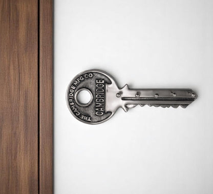 16" Silver Five Hook Wall Mount Key Shaped Coat Rack-0