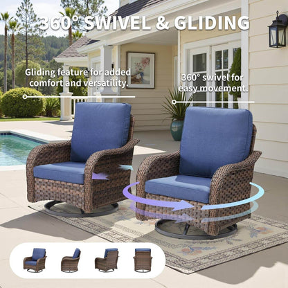 All-Weather Wicker Outdoor Patio Furniture Set With Swivel Rockers - Loft&Timber