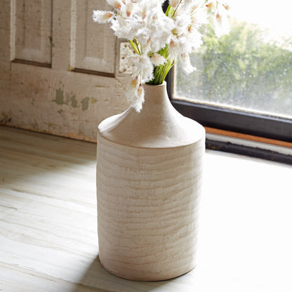 18" Beige Round Resin Floor Vase - Loft&Timber