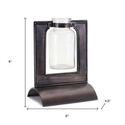 8" Black Round Metal Table Vase - Loft&Timber