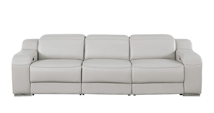 103" Light Gray Italian Leather Reclining USB Sofa-7