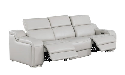 103" Light Gray Italian Leather Reclining USB Sofa-3
