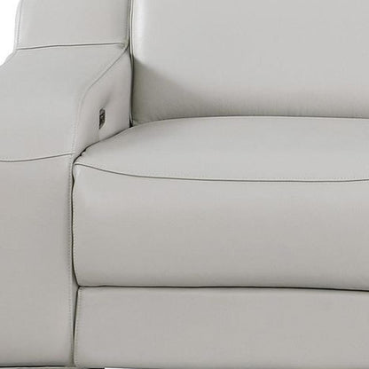 103" Light Gray Italian Leather Reclining USB Sofa-5