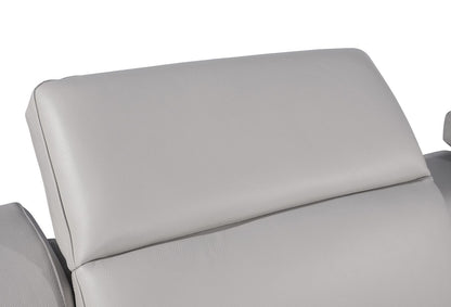 103" Light Gray Italian Leather Reclining USB Sofa-7