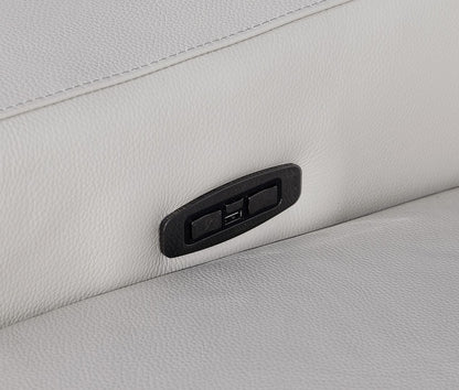 169" Light Gray Italian Leather Reclining USB Sofa-7
