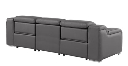 103" Dark Gray Italian Leather Reclining USB Sofa-3