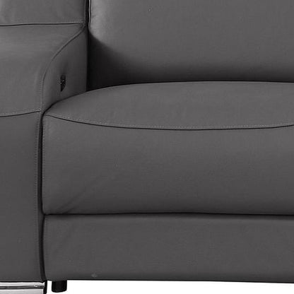 103" Dark Gray Italian Leather Reclining USB Sofa-5
