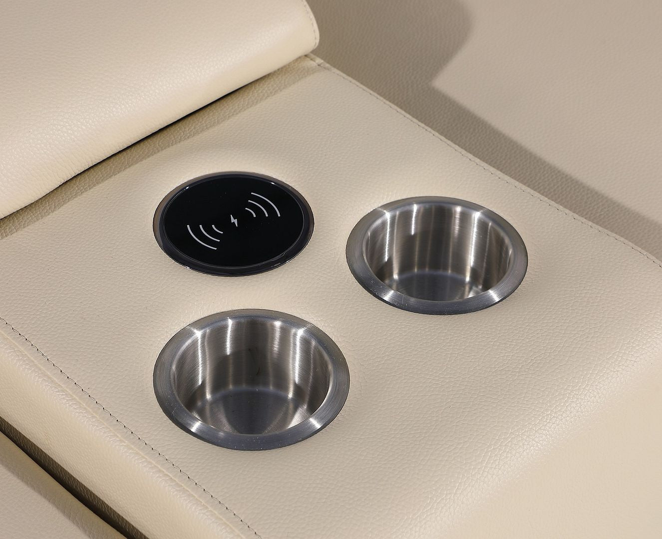 169" Beige Italian Leather Reclining USB Sofa-6