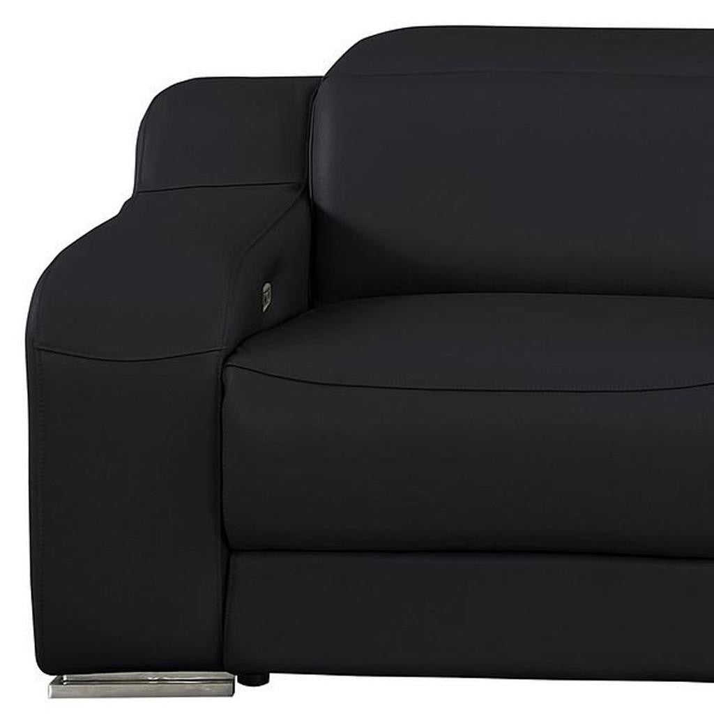 103" Black Italian Leather Reclining USB Sofa-6