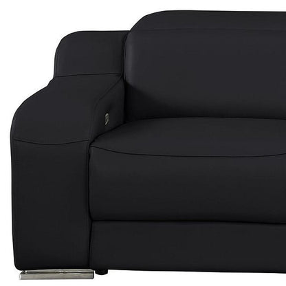 103" Black Italian Leather Reclining USB Sofa-6