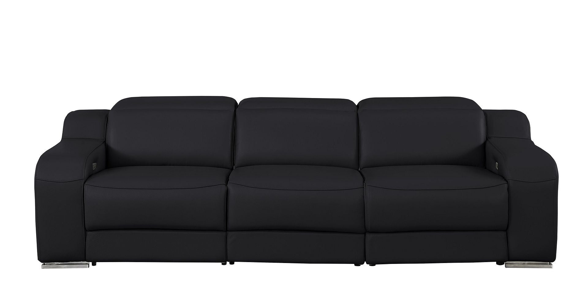 103" Black Italian Leather Reclining USB Sofa-7