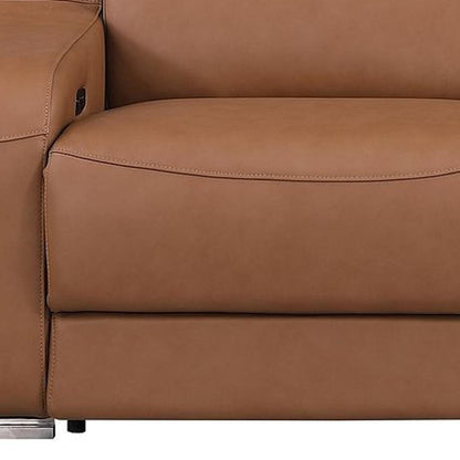 103" Chestnut Italian Leather Reclining USB Sofa-5