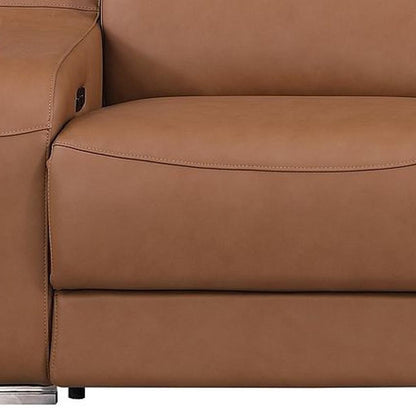 103" Chestnut Italian Leather Reclining USB Sofa-6