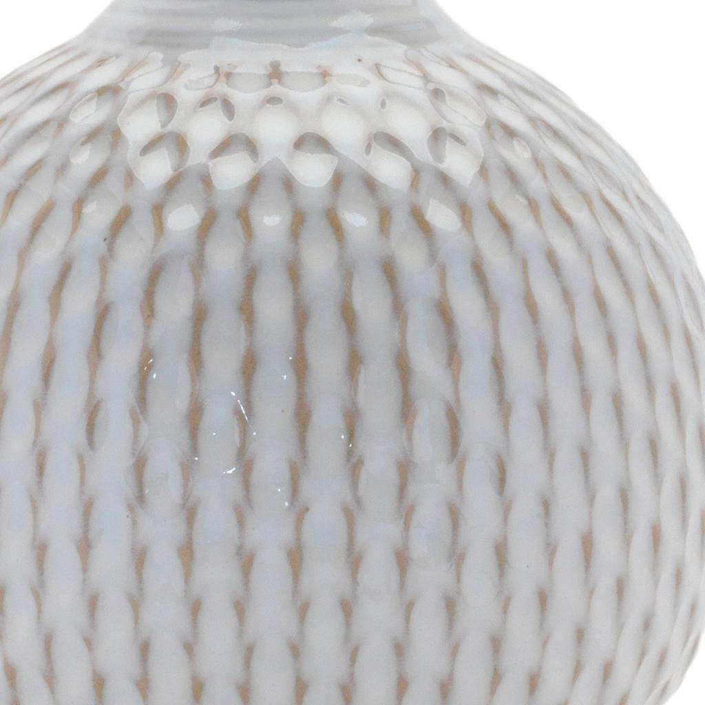 Set of Four Natural And Off White Ceramic Bud Vases With Sculptural Details - Loft&Timber