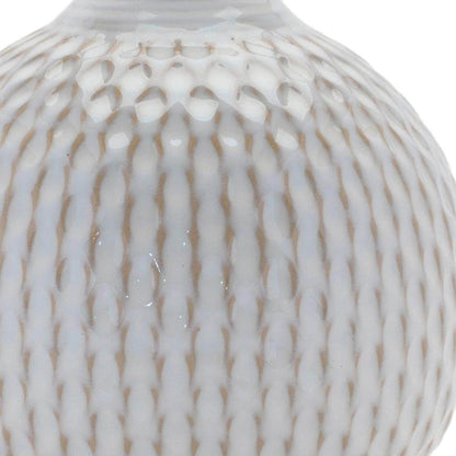 Set of Four Natural And Off White Ceramic Bud Vases With Sculptural Details - Loft&Timber