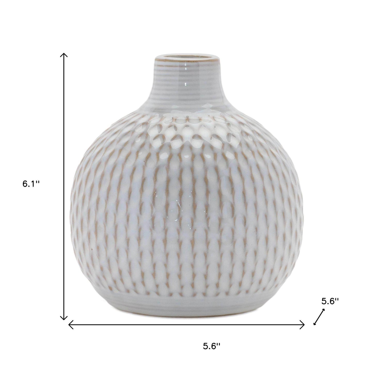Set of Four Natural And Off White Ceramic Bud Vases With Sculptural Details - Loft&Timber