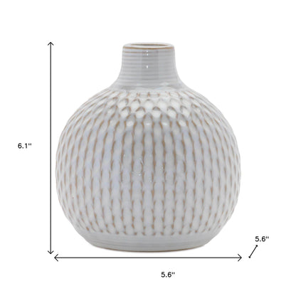 Set of Four Natural And Off White Ceramic Bud Vases With Sculptural Details - Loft&Timber