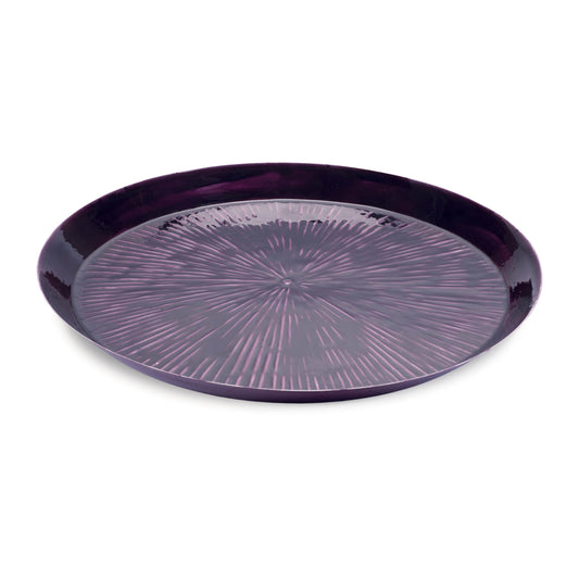 14" Purple Metal Etched Round Serving Tray - Loft&Timber