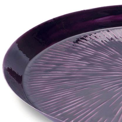 14" Purple Metal Etched Round Serving Tray - Loft&Timber
