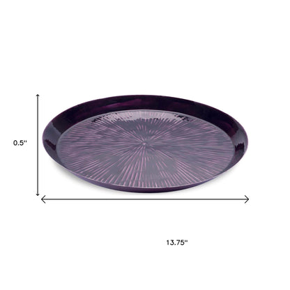 14" Purple Metal Etched Round Serving Tray - Loft&Timber