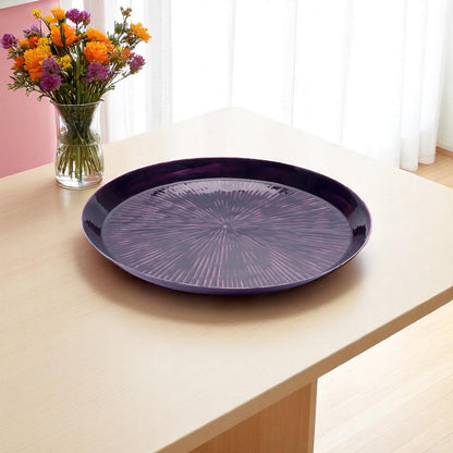14" Purple Metal Etched Round Serving Tray - Loft&Timber